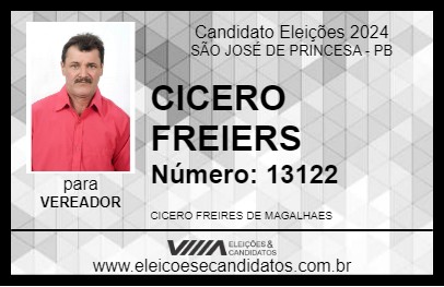 Candidato CICERO FREIRES 2024 - SÃO JOSÉ DE PRINCESA - Eleições