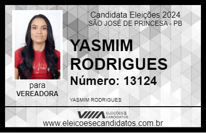 Candidato YASMIM RODRIGUES 2024 - SÃO JOSÉ DE PRINCESA - Eleições