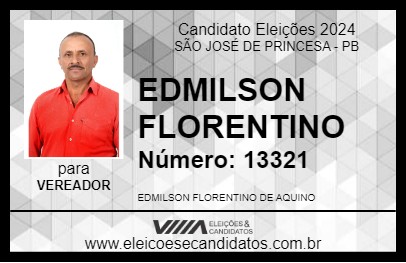 Candidato EDMILSON FLORENTINO 2024 - SÃO JOSÉ DE PRINCESA - Eleições