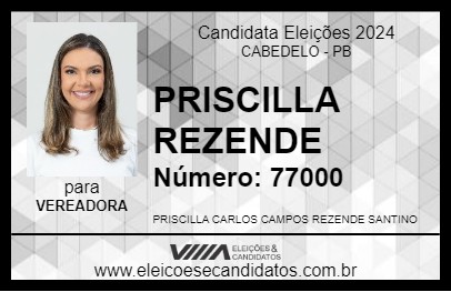 Candidato PRISCILLA REZENDE 2024 - CABEDELO - Eleições