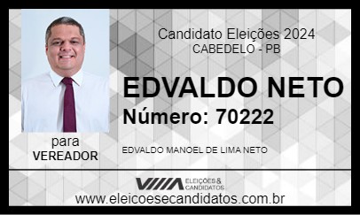 Candidato EDVALDO NETO 2024 - CABEDELO - Eleições