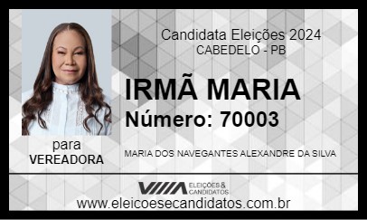 Candidato IRMÃ MARIA 2024 - CABEDELO - Eleições