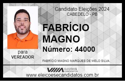 Candidato FABRÍCIO MAGNO 2024 - CABEDELO - Eleições