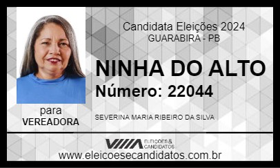 Candidato NINHA DO ALTO 2024 - GUARABIRA - Eleições