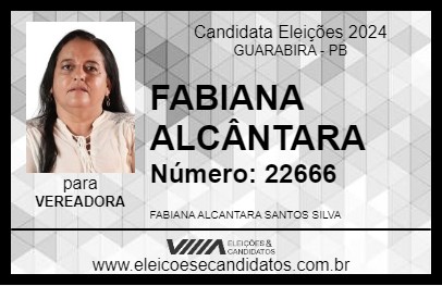 Candidato FABIANA ALCÂNTARA 2024 - GUARABIRA - Eleições