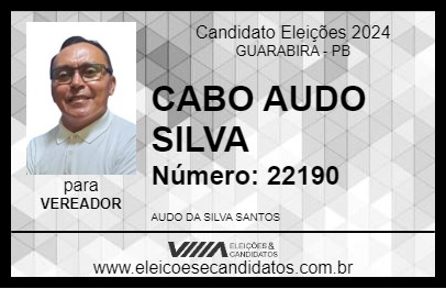 Candidato CABO AUDO SILVA 2024 - GUARABIRA - Eleições