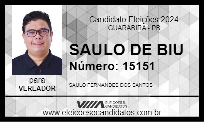 Candidato SAULO DE BIU 2024 - GUARABIRA - Eleições