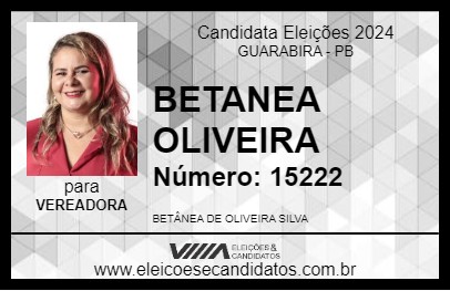 Candidato BETANEA OLIVEIRA 2024 - GUARABIRA - Eleições