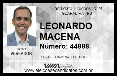 Candidato LEONARDO MACENA 2024 - GUARABIRA - Eleições