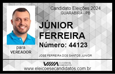 Candidato JÚNIOR FERREIRA 2024 - GUARABIRA - Eleições