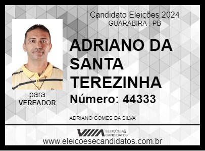 Candidato ADRIANO DA SANTA TEREZINHA 2024 - GUARABIRA - Eleições