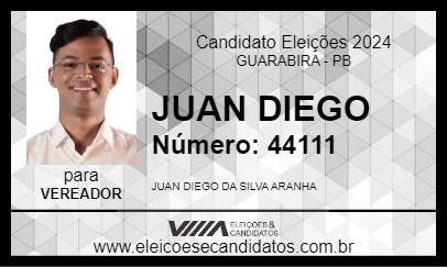 Candidato JUAN DIEGO 2024 - GUARABIRA - Eleições