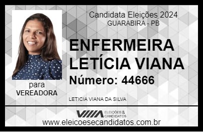 Candidato ENFERMEIRA LETÍCIA VIANA 2024 - GUARABIRA - Eleições