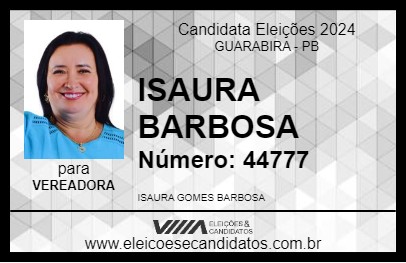 Candidato ISAURA BARBOSA 2024 - GUARABIRA - Eleições