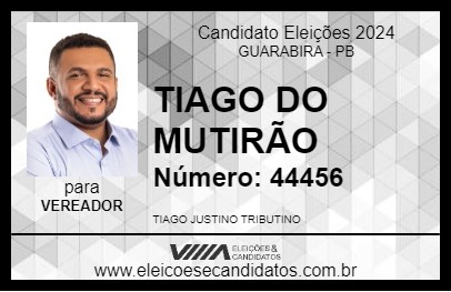 Candidato TIAGO DO MUTIRÃO 2024 - GUARABIRA - Eleições