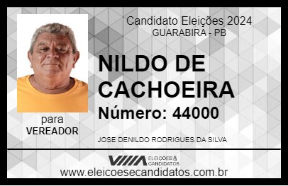 Candidato NILDO DE CACHOEIRA 2024 - GUARABIRA - Eleições