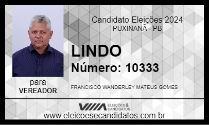 Candidato LINDO 2024 - PUXINANÃ - Eleições