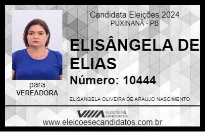 Candidato ELISÂNGELA DE ELIAS 2024 - PUXINANÃ - Eleições