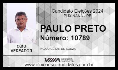 Candidato PAULO PRETO 2024 - PUXINANÃ - Eleições