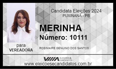 Candidato MERINHA 2024 - PUXINANÃ - Eleições