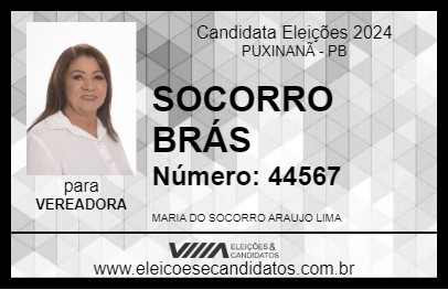 Candidato SOCORRO BRÁS 2024 - PUXINANÃ - Eleições