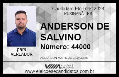 Candidato ANDERSON DE SALVINO 2024 - PUXINANÃ - Eleições