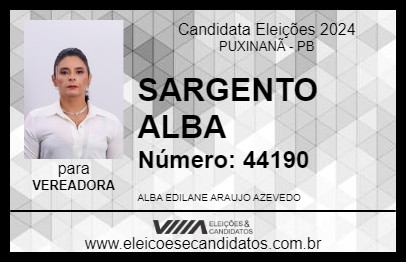 Candidato SARGENTO ALBA 2024 - PUXINANÃ - Eleições