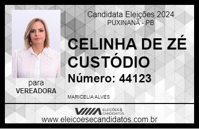 Candidato CELINHA DE ZÉ CUSTÓDIO 2024 - PUXINANÃ - Eleições