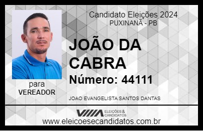 Candidato JOÃO DA CABRA 2024 - PUXINANÃ - Eleições