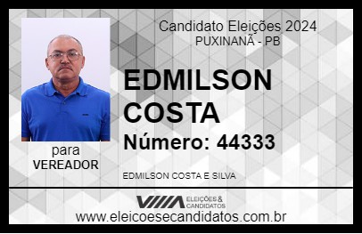 Candidato EDMILSON COSTA 2024 - PUXINANÃ - Eleições