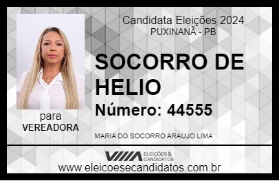 Candidato SOCORRO DE HELIO 2024 - PUXINANÃ - Eleições