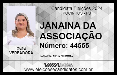 Candidato JANAINA DA ASSOCIAÇÃO 2024 - POCINHOS - Eleições