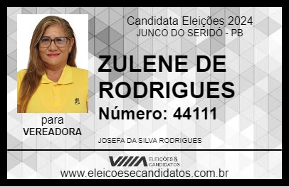 Candidato ZULENE DE RODRIGUES 2024 - JUNCO DO SERIDÓ - Eleições