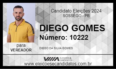 Candidato DIEGO GOMES 2024 - SOSSÊGO - Eleições