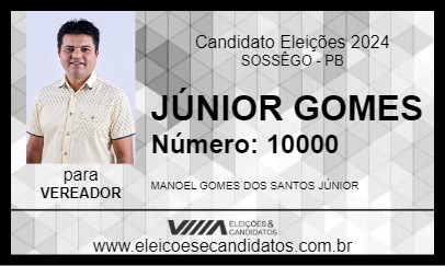 Candidato JÚNIOR GOMES 2024 - SOSSÊGO - Eleições