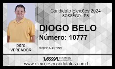 Candidato DIOGO BELO 2024 - SOSSÊGO - Eleições