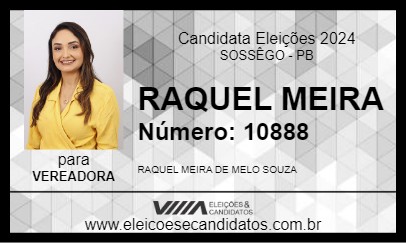 Candidato RAQUEL MEIRA 2024 - SOSSÊGO - Eleições