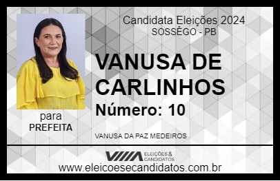 Candidato VANUSA DE CARLINHOS 2024 - SOSSÊGO - Eleições