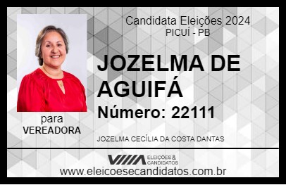 Candidato JOZELMA DE AGUIFÁ 2024 - PICUÍ - Eleições