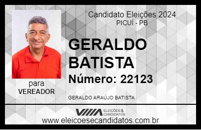 Candidato GERALDO BATISTA 2024 - PICUÍ - Eleições