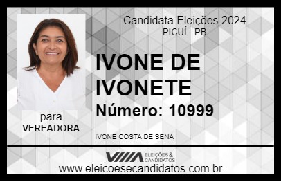 Candidato IVONE DE IVONETE 2024 - PICUÍ - Eleições