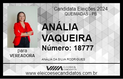 Candidato ANÁLIA VAQUEIRA 2024 - QUEIMADAS - Eleições