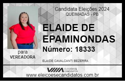 Candidato ELAIDE DE EPAMINONDAS 2024 - QUEIMADAS - Eleições