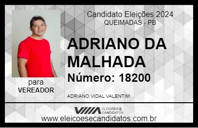 Candidato ADRIANO DA MALHADA 2024 - QUEIMADAS - Eleições