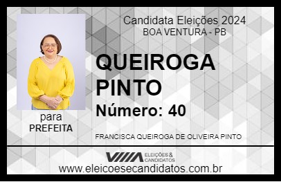 Candidato QUEIROGA PINTO 2024 - BOA VENTURA - Eleições