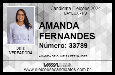 Candidato AMANDA FERNANDES 2024 - BAYEUX - Eleições