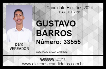 Candidato GUSTAVO BARROS 2024 - BAYEUX - Eleições