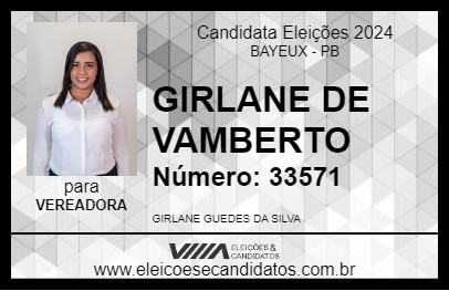 Candidato GIRLANE DE VAMBERTO 2024 - BAYEUX - Eleições