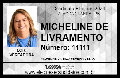 Candidato MICHELINE DE LIVRAMENTO 2024 - ALAGOA GRANDE - Eleições