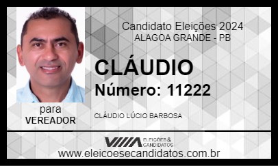 Candidato CLÁUDIO 2024 - ALAGOA GRANDE - Eleições